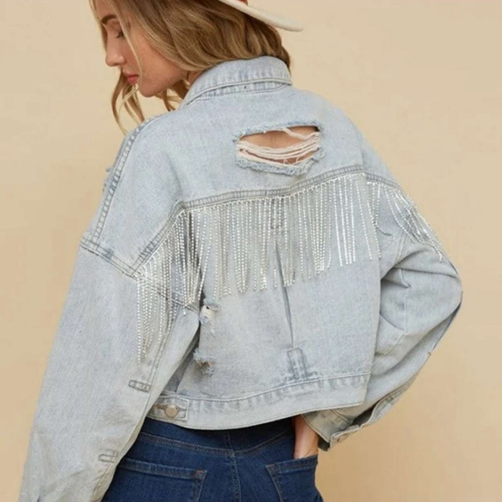 Blue Sparkly Denim Jacket